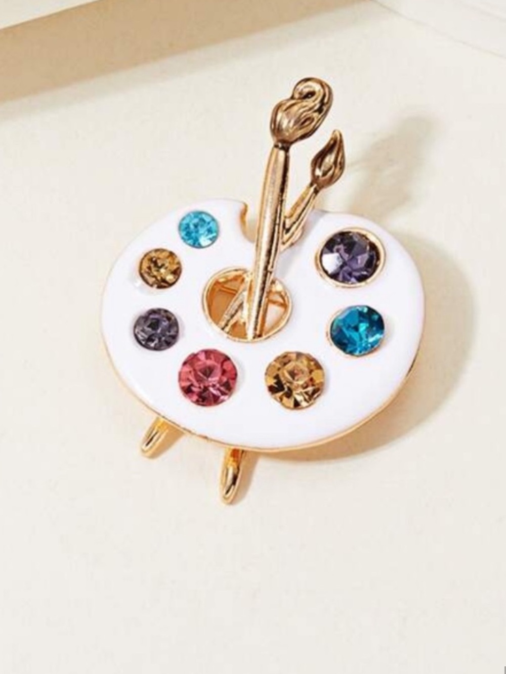 White Enamel Artist Palette Brooch